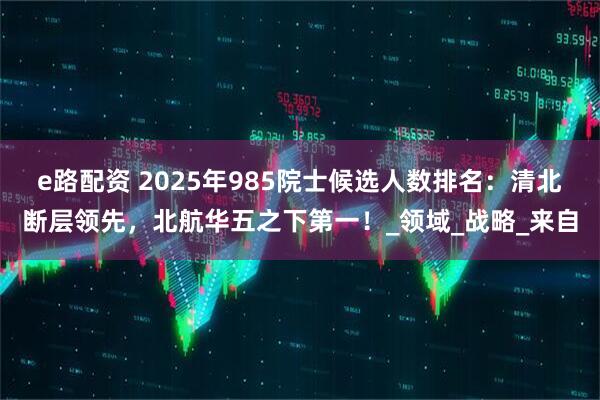 e路配资 2025年985院士候选人数排名：清北断层领先，北航华五之下第一！_领域_战略_来自